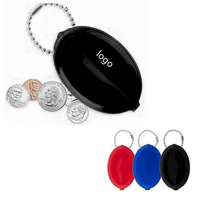 Oval Rubber Coin Purse Change Holder