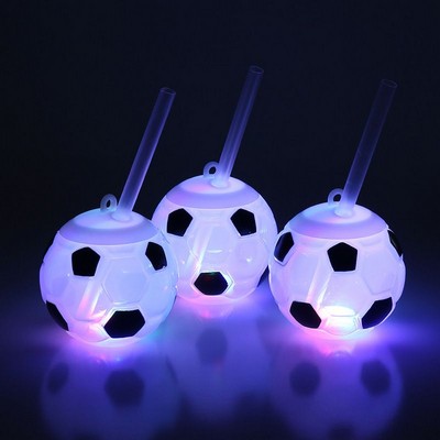 Football Plastic straw cup LED cup