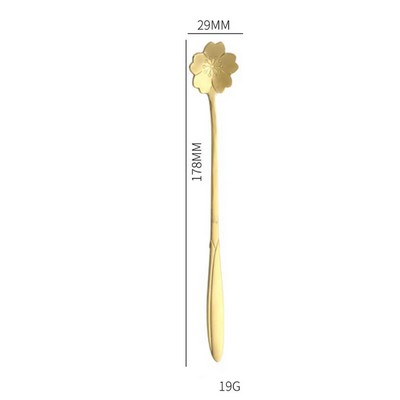 6.97 Inch Gold Sakura Flower Shape Stainless Steel Coffee Spoon