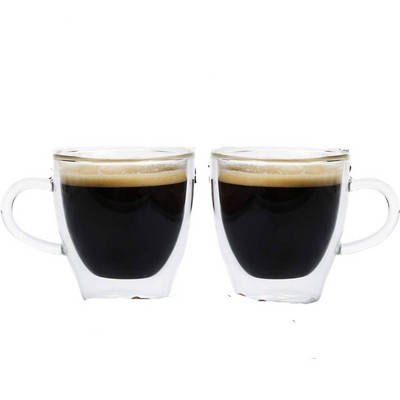 GROSCHE TURIN Double Wall Espresso Glass Cups, Set of 2 | 4.7 FL OZ / 140ML