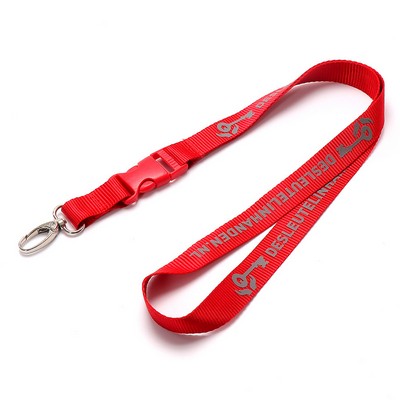 3/4" Reflective Imprint Lanyard w/ Detachable Buckle