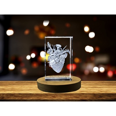 Melodic Harmony - Jazz Orchestra Musical Heart - 3D Engraved Crystal