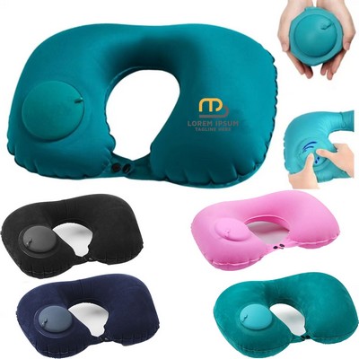 Portable U-Shaped Push Inflatable Travel Neck Pillows