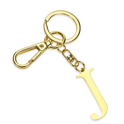 Gold Letter J Keychain Metal Keychain Initial Keychain