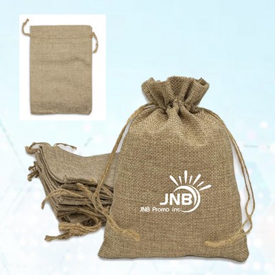 Natural Burlap Drawstring Pouch