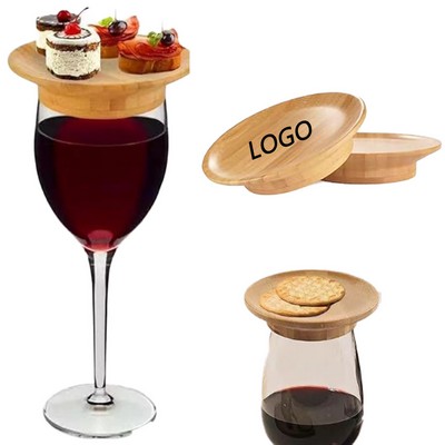 Wine Glass Lid Solid Wood Dessert Tray