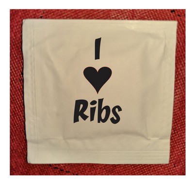 Stock "I Love Ribs" Moist Towelettes (Pack of 50)