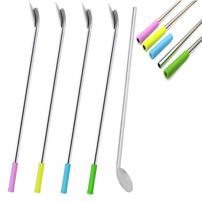 Stainless Steel Straw Spoon Stirrer