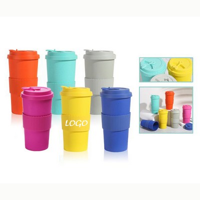 Bamboo Fiber Coffee Cup With Silicone Sleeve