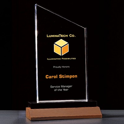 UV Printed Zenith Summit Acrylic Award with Black Pedestal Walnut Base (4.25"x7.25")