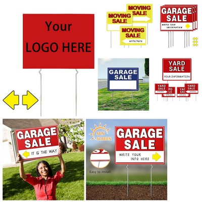 Garage Sale Sign With Metal Stakes And Arrow Stickers