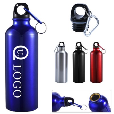 Leak-Resistant 20Oz Aluminum Sports Bottle W/ Carabiner