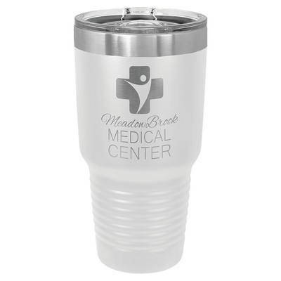 Polar Camel 30 oz. White Insulated Ringneck Tumbler with Slider Lid