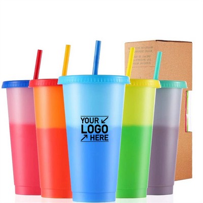 24oz Color Changing Tumbler Cup with Straw