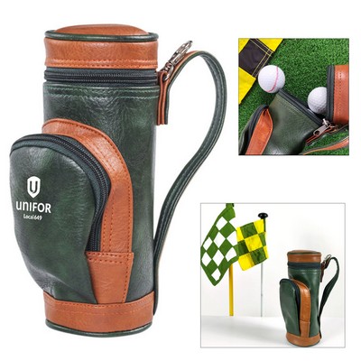 Travel Leather Golf Ball Pouch Bag