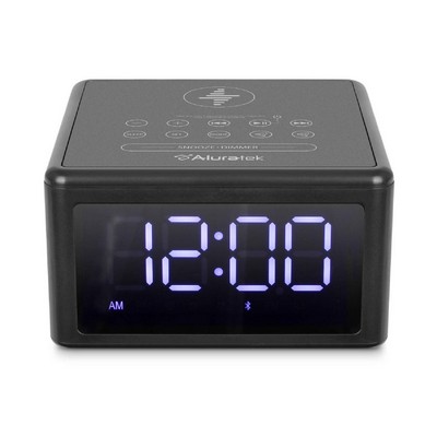 Aluratek Wireless Charging Fm Clock Radio With Bluetooth Streaming