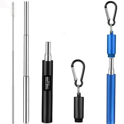 Stainless Steel Telescopic Straws with Aluminum Case for Travel