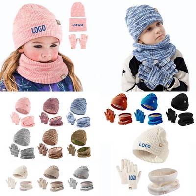 Kids Winter Hat Gloves Scarf Set