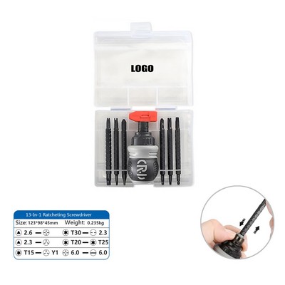 13-in-1 Multifunction Ratcheting Screwdriver Set with Ergonomic Design