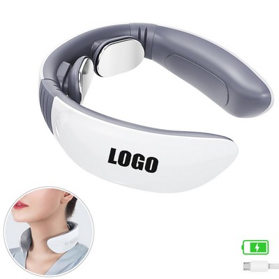 Portable Rechargeable Neck Massager with Magnetic Electrode Technology