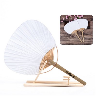 Paddle Paper Fan with Bamboo Handle