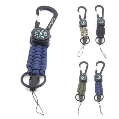 Hand Braided Paracord Keychain with Compass