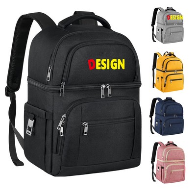 Cooler Backpack Insulated Cooler Leakproof Double Deck Cooler Bag RFID Lunch Backpack