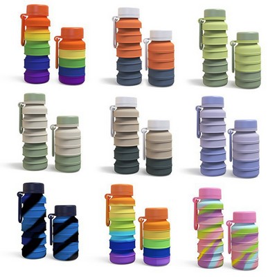 17 Oz. Collapsible Silicone Water Bottle with Carabiner