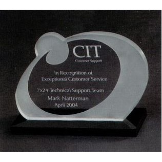 Custom Shape Acrylic Award on Black Acrylic Base (7"x10")