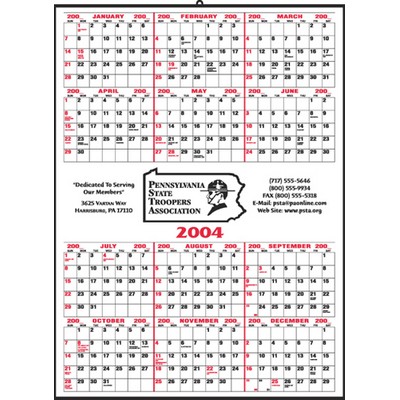 Center Ad Copy Yearly Calendar w/Bordered Months