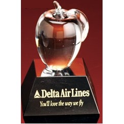 3" Glass Clear Apple Award w/Marble Base