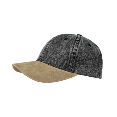 Washed Denim Cap w/ Suede Bill