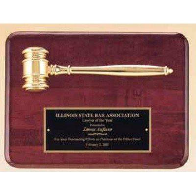 Rosewood Plaque w/Gold Electroplate Metal Gavel (9"x12")