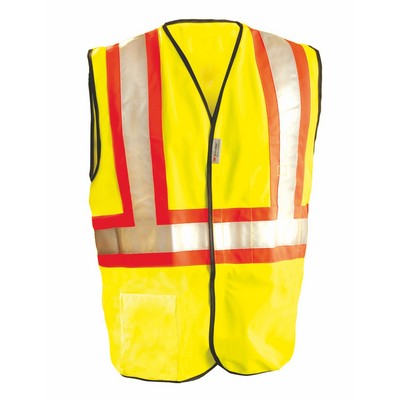 Class 2 Premium Solid Two Tone Safety Vest (2 Pockets)