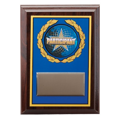 Blue Digital Photo Plaque w/Gold Plate & Takes Mylar Insert (5"x 7")