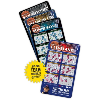 Magnet Sport Schedules - 3.5x6 Basketball Round Corners - Outdoor Safe