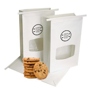 ½ Lb. White Kraft Coffee/Cookie Paper Bag w/Window (3 3/8 x 2 ½ x 7 ¾)