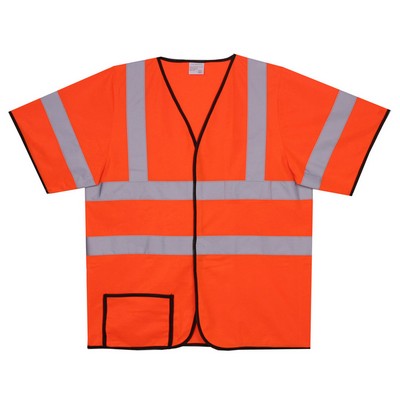 Solid Orange Short Sleeve Safety Vest (Large/X-Large)