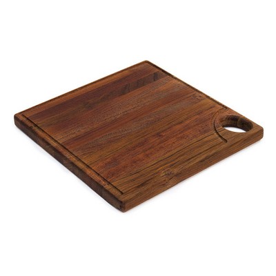 Cutting Board - 12" x 12" x 1.0" - Brazilian Cherry Edge Grain w/Groove and Handle