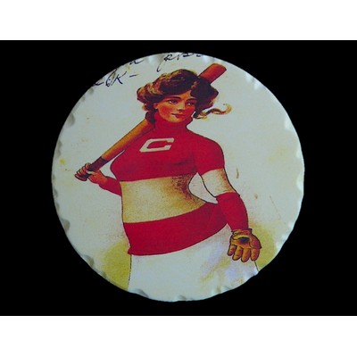 4.25" Round Ceramic Stone Chiseled Edge Coaster Glossy Finish (overseas production)