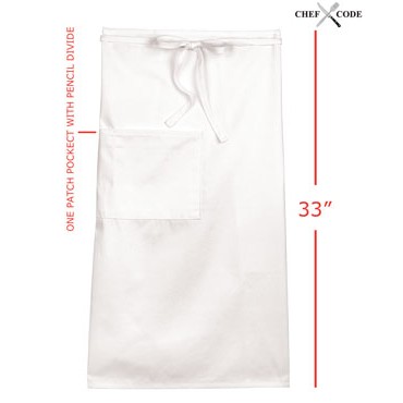 Full Bistro Apron- 1 Pocket, 33"