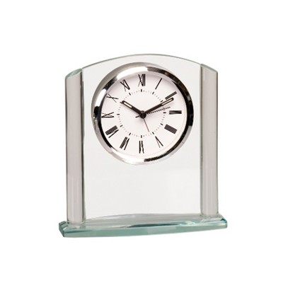 Arch Glass Clock with Jade Base, 5-3/4"x6-1/4"H