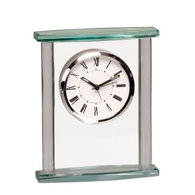 Glass Clock with Square Jade Top, 7"Hx5-3/4"W