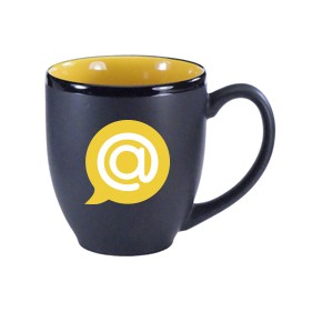 15 Oz. Matte Black Hilo Bistro Coffee Mug w/Yellow Interior