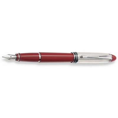 Luxury Line Aurora Ipsilon Silver Sterling Silver Cap & Red Barrel Fountain Pen