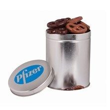 1 Quart Tin w/ Mini Dark & Milk Chocolate Pretzels