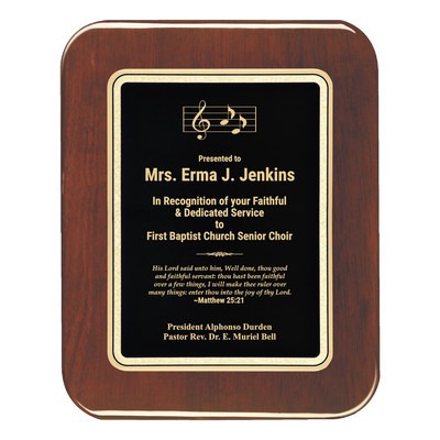 Black Plate Rosewood Piano-finish Plaque w/ Elliptical Edge 9" x 12"