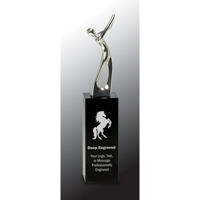 9 1/2" Silver Metal Golf Figure Award on Black Crystal Pedestal