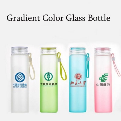 Colorful Candy Color Frosted Glass Water Drinking Bottle (15 Oz.)