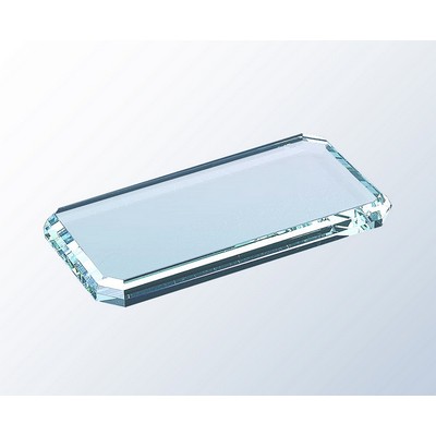 Jade Glass Beveled Base or Paperweight, 3"x6"